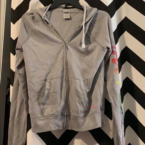 PINK Victoria's Secret Sweaters - Pink by Victoria's Secret zip with rainbow detail